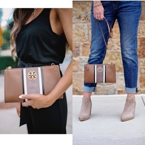 Tory Burch Brown and White Crossbody Bag